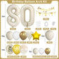 80Th Birthday Decorations Sand White Gold,80Th Birthday Balloon Arch Garland Kit With Happy 80Th Birthday Number 80 Foil Balloon