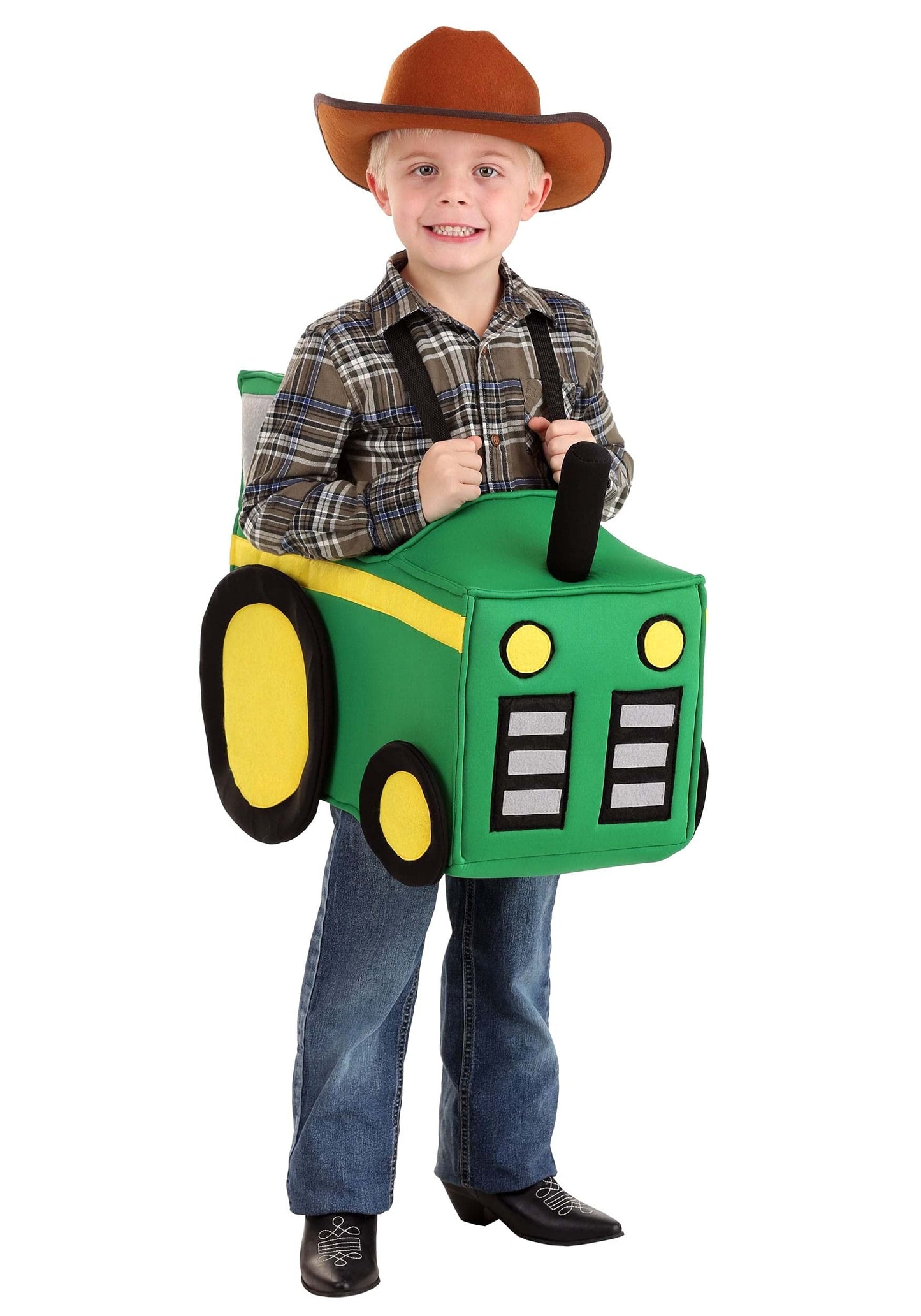Toddler Ride In Tractor Costume, Foam-Backed Tunic Farm Cosplay Halloween Costume Outfit Standard