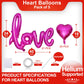 5 Pcs Hot Pink Heart Balloons Hot Pink Love Balloons For Valentines Day Decorations Bridal Shower Wedding Party Decorations