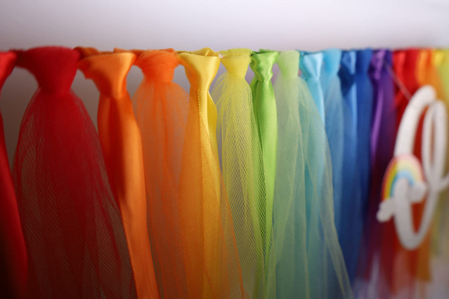 Rainbow Highchair Banner Decoration For Baby - Party Theme Pull Flag, High Chair Fabric Garland, One First Birthday Banner, Phot