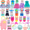 25 Pcs 5.3 Inch Doll Clothes Suitcase Accessories 4 Dresses 3 Tops And Pant Outfits 3 Swimsuits 1 Luggage 3 Shoes 11 Travel Acce
