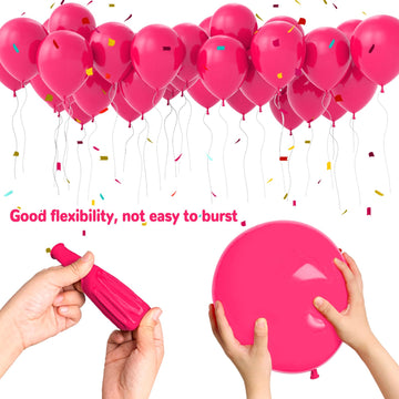 Hot Pink Balloons 100 Pcs 12 Inch Thicken Latex Hot Pink Balloons Pink Round Helium Balloons For Birthday Wedding Valentines Ann