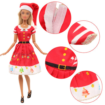 Miunana 5 Pcs 11.5 Inch Girl Doll Christmas Dress Include Hats For Decoration House And Doll For Christmas Red And Green Gown For 11.5 Inch Girl Doll Outfits