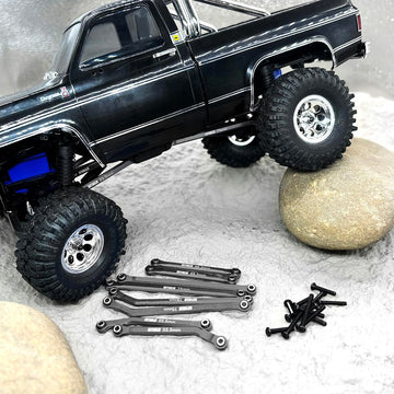 GTHELE High Clearance 4 Links Set Aluminum Linkage for Traxxas 1/18 TRX4M K10 F-150 Upgrade Parts RC Crawler Car (Titanium)