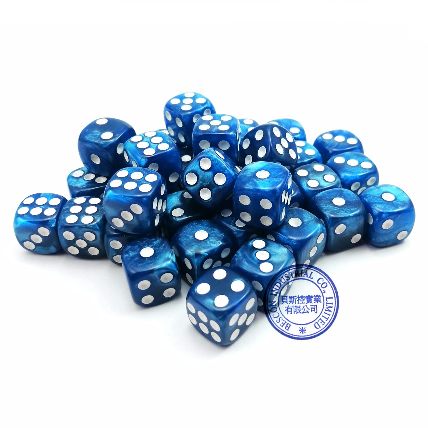Bescon 12Mm 6 Sided Dice 36 In Brick Box, 12Mm Six Sided Die (36) Block Of Dice, Marble Blue