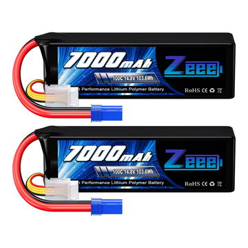 Zeee 4S Lipo Battery 7000Mah 14.8V 100C Soft Case Rc Battery With Ec5 Connector Compatible For X-Maxx Rc Truck Tank Rc Car Racin