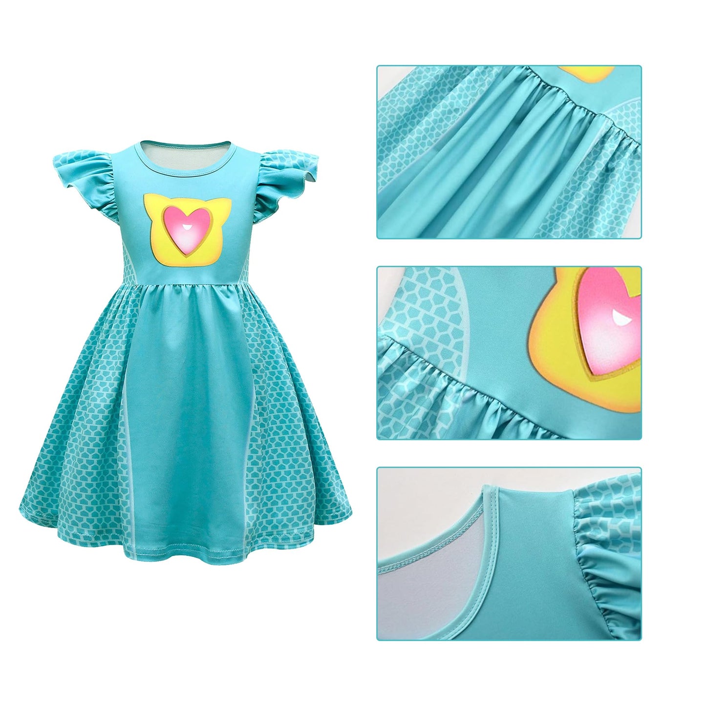 Shelovesit Girls Superhero Cosplay Costume Kitties Dress Movie Character Cat Dress Up Outfits - 120Cm/5T-6T - Blue