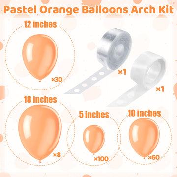 200 Pieces Pastel Orange Balloons Peach Balloons Garland Arch Kit Light Orange Balloons Different Sizes For Birthday Baby Shower