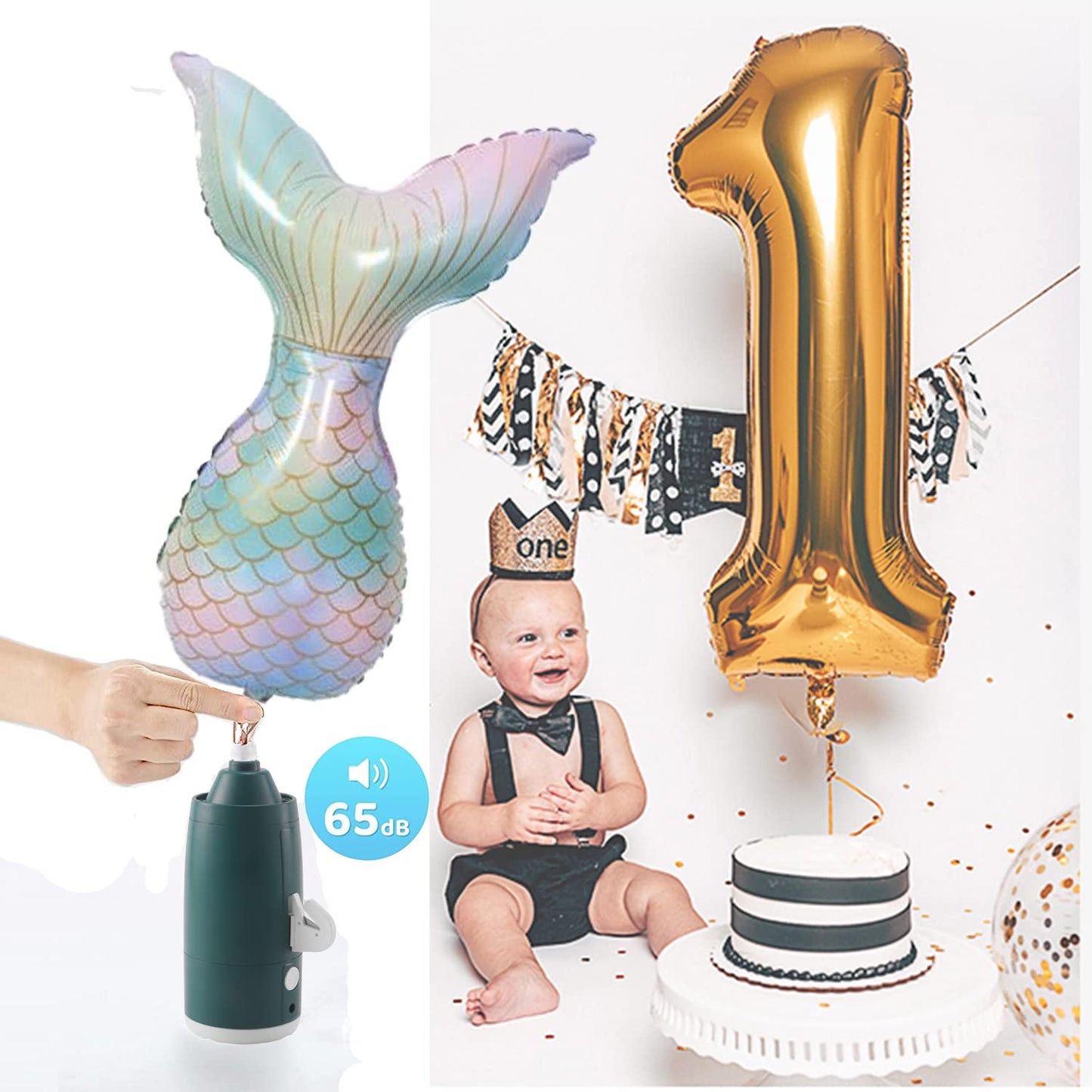 Electric Magic Balloon Pump,Portable Electric Air Inflator Party Air Blower Pump with 1 Nozzle 1 Balloon Cutter and 10 Pcs Long