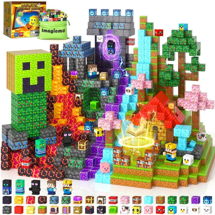 Imagiomo 500PCS Magnetic Blocks for Kids Ages 48, Magnetic Building Blocks Cubes with Storage Box, STEM Educational Sensory Toy