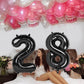 40 Inch Number 8 Balloon, Giant Black 8 18 28 80 Birthday Balloons For Men Boys, 8Th Birthday Decorations Party Supplies, Weddin