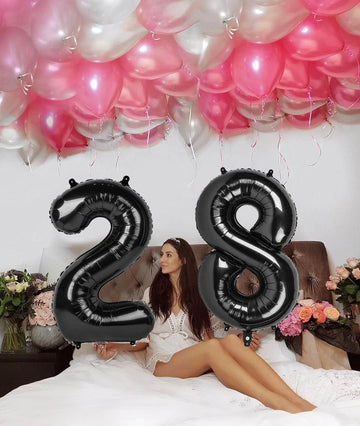 40 Inch Number 8 Balloon, Giant Black 8 18 28 80 Birthday Balloons For Men Boys, 8Th Birthday Decorations Party Supplies, Weddin
