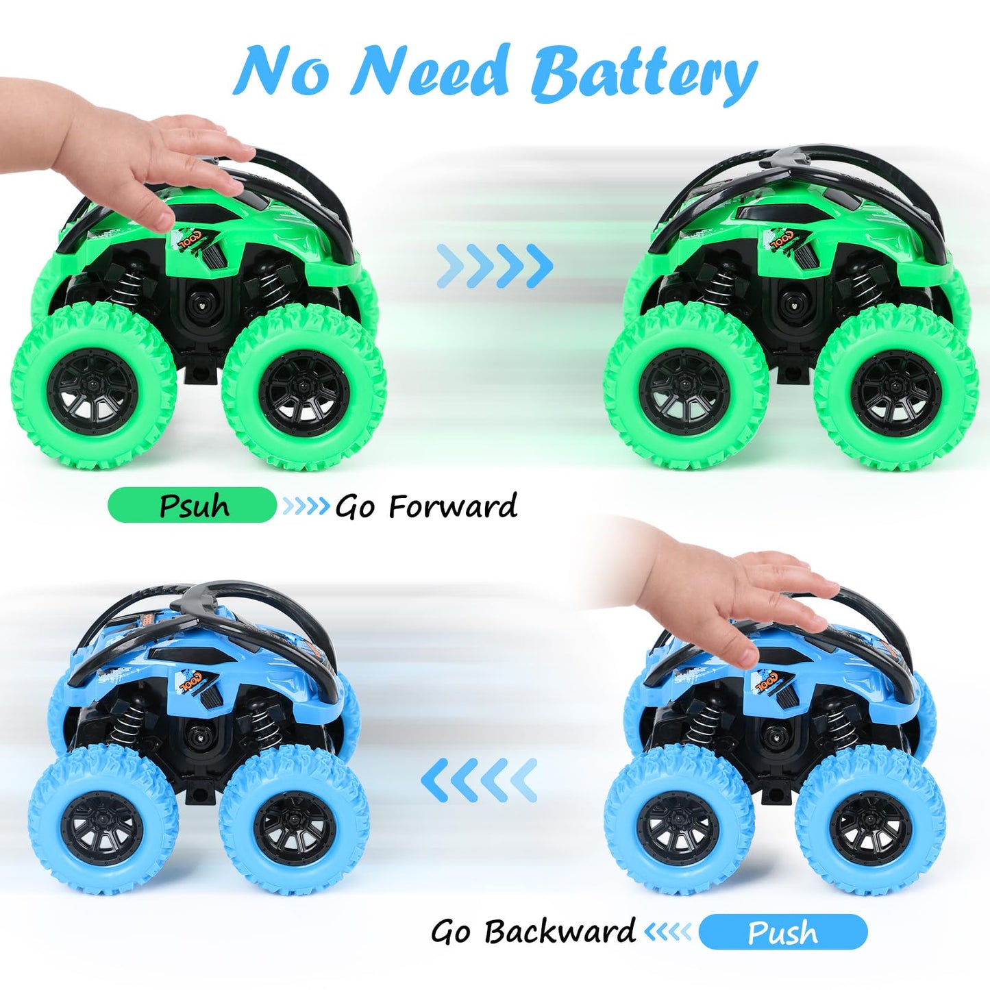 Guiguzhj 2 Pack Car Toys For 3 4 5 6 Year Old Boy Girl, Pull Back Cars Toys For Toddler Age 3-6, Monster Trucks Pull Back Vehicl