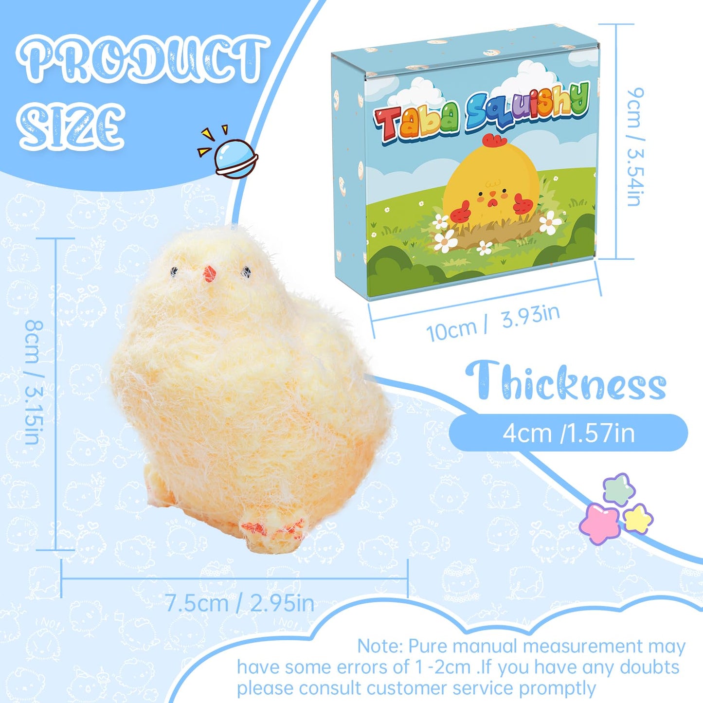1 Pcs Taba Squishy Chicken Squeeze - Big Cute Squishies with Gift Box - Unique Giant Taba Squishy for Adults Kids, Sticky Toys f