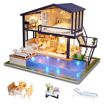 Gudoqi Diy Miniature Dollhouse Kit, Tiny House Kit With Music, Miniature House Kit 1:24 Scale, Great Gift For Birthday Christmas, Time Apartment