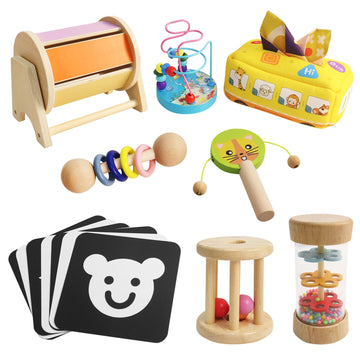 Viesmumu Montessori Toys For Babies 6-12 Months, 8 In 1 Baby Montessori Toys 6 Month Old Set,Black And White Baby Toys With Spin