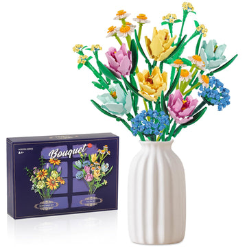 Chodia Flower Bouquet Building Blocks Tulips Botanical Collection Bricks Sets Creative Toys Kits Christmas Birthday Valentines G