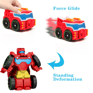 Onest 10 Pieces Mini Robots Car Toys Toddler Small Hero Action Figures Push Go Rescue Vehicle Playset Boys Little Car Bots For Kids Christmas Birthday Party Gift