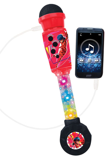 Lexibook Miraculous, Lighting Microphone For Children, Musical Toy Game, Built-In Speaker, Light Effects, Aux-In Cable Plug, Red