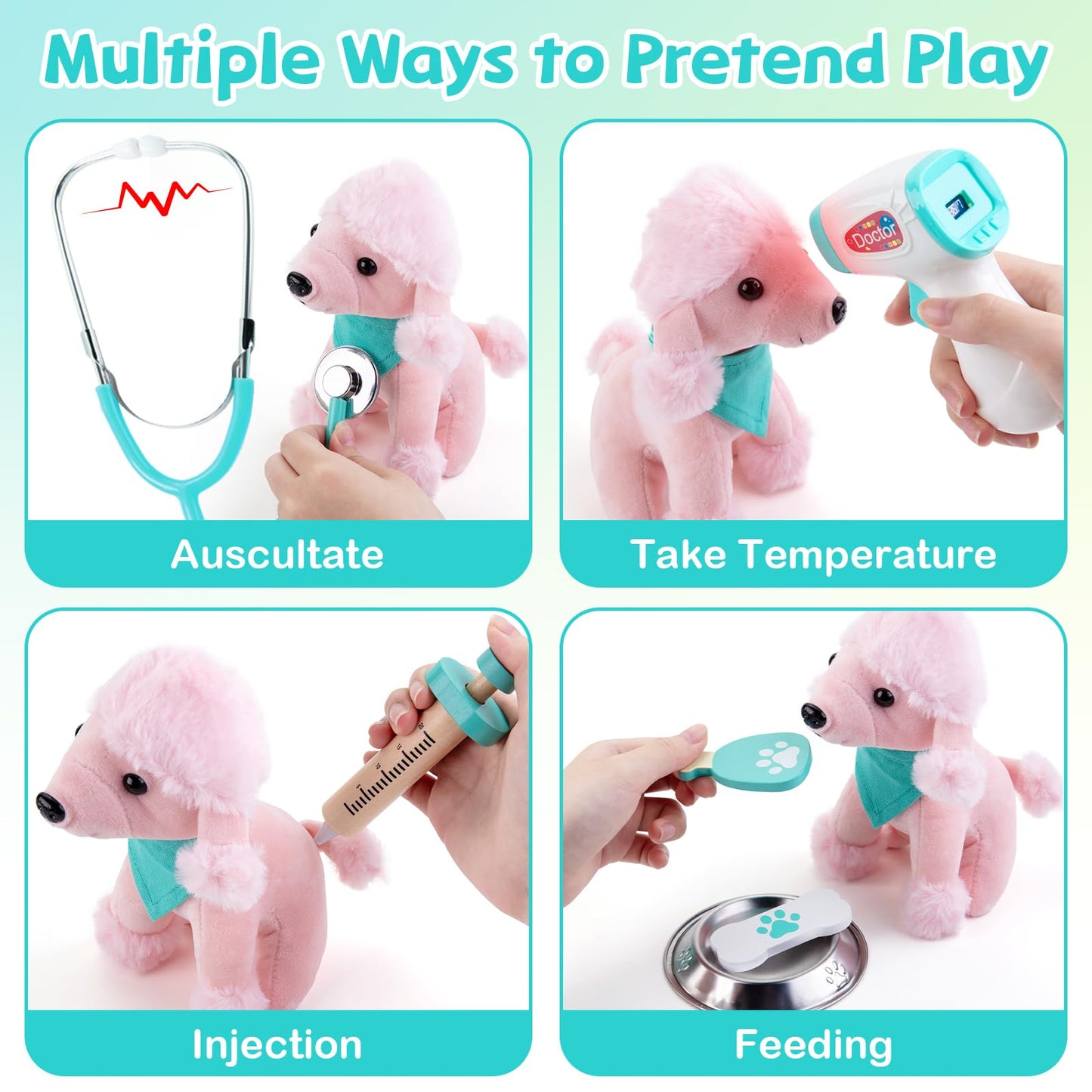 Doctor Kit for Toddlers 3-5 with Dog Toy 37 PCS Veterinarian Playset for Kids Doctors Play Set Pretend Play Doctor Set Vet Kit f
