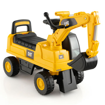 Honey Joy Ride On Push Car, Licensed Caterpillar Toddler Bulldozer Digger Toy, Outdoor Digging Scooper W/360 Degree Working Shovel, Ride On Excavator Construction Vehicle For Kids Boys Girls, Yellow