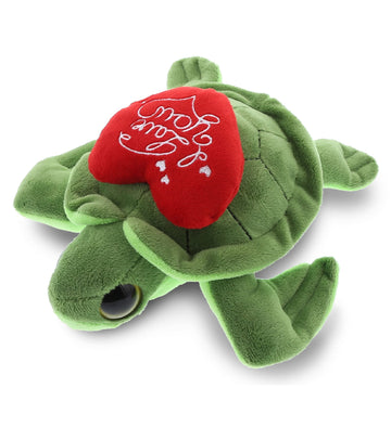 Dollibu I Love You Valentine Plush Big Eye Sea Turtle - Cute Turtle Stuffed Animal With Red Heart And Name Personalization Gift