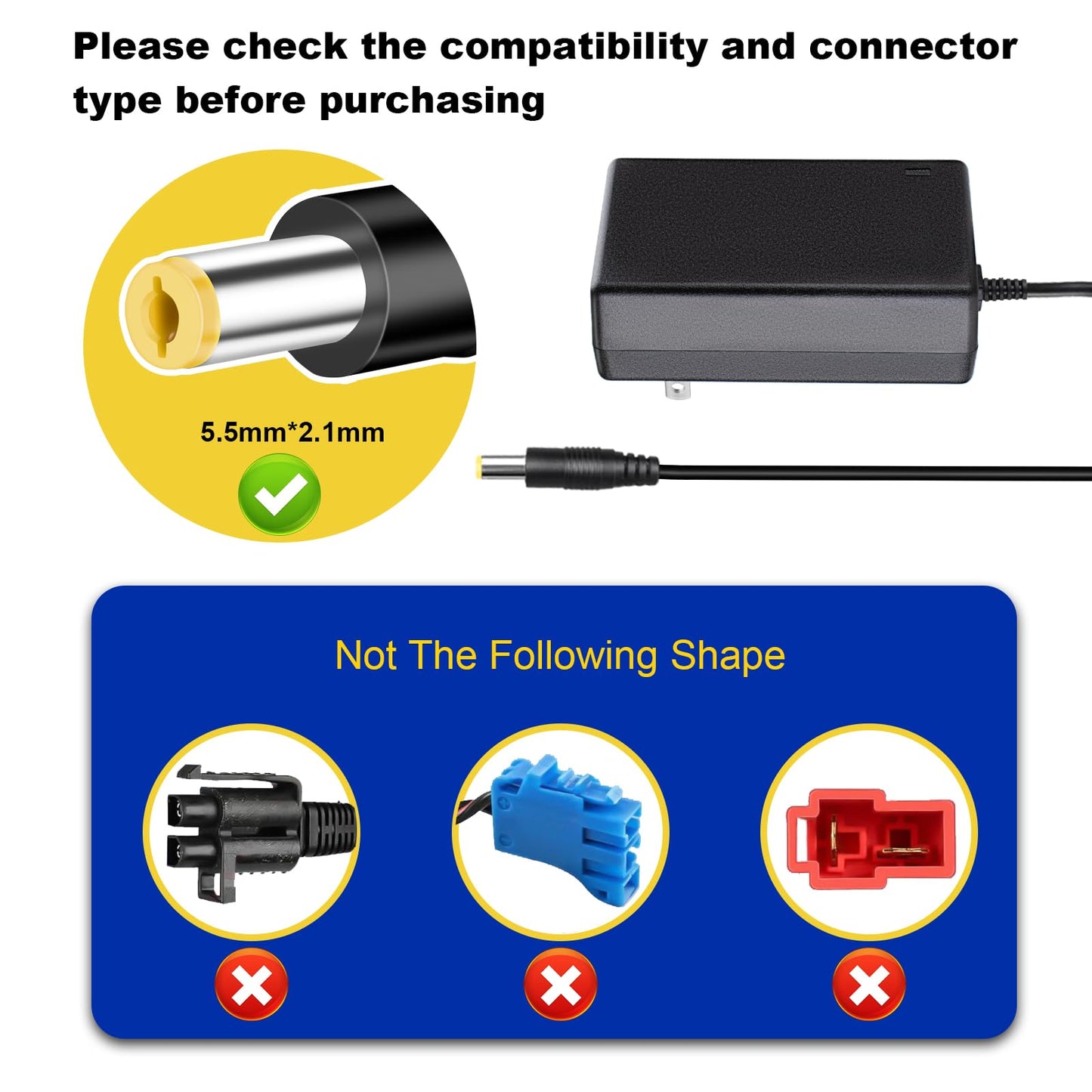 12V Charger for Kids Ride On Toys 12V Charger for Best Choice Products TOBBI Kidzone Bumper car Jeep Electric car Powered Wheels