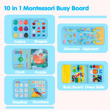 Busy Board Montessori Toys For 1 2 3 4 Year Old Boy Birthday Gift, Preschool Educational Activities Busy Book For Learning Fine