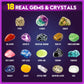 Xxtoys Gemstone Dig Kit - Dig Up 18 Real Gemstones And Crystals - Science Kits For Kids, Stem Toys For Age 6-8, Great Educational Geology Gifts For Boys & Girls Ages 5-7