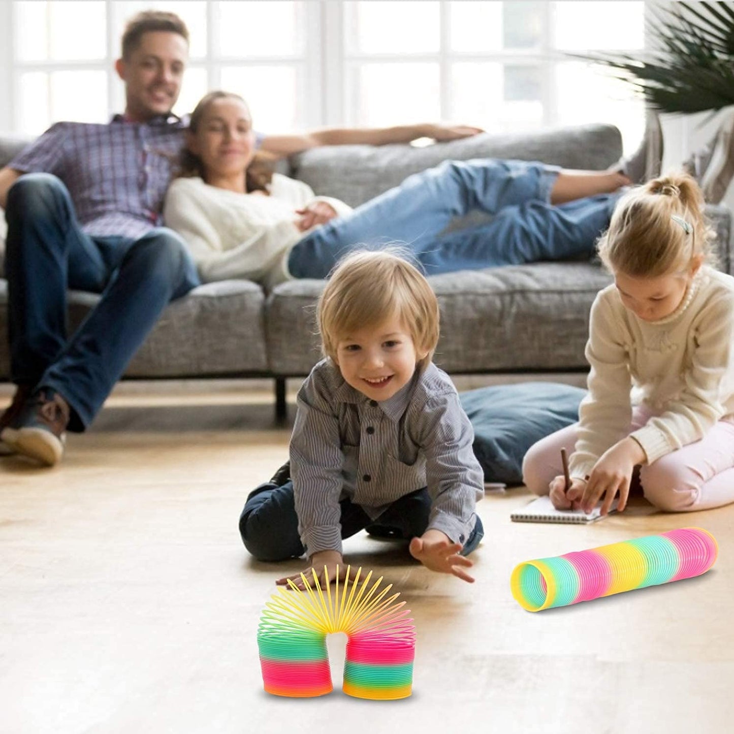 Vinciph 4.2 Inch Boxed Jumbo Rainbow Coil Spring Toy,Classic Giant Novel Magic Decompression Spring Toy,Great For Small Party Fa