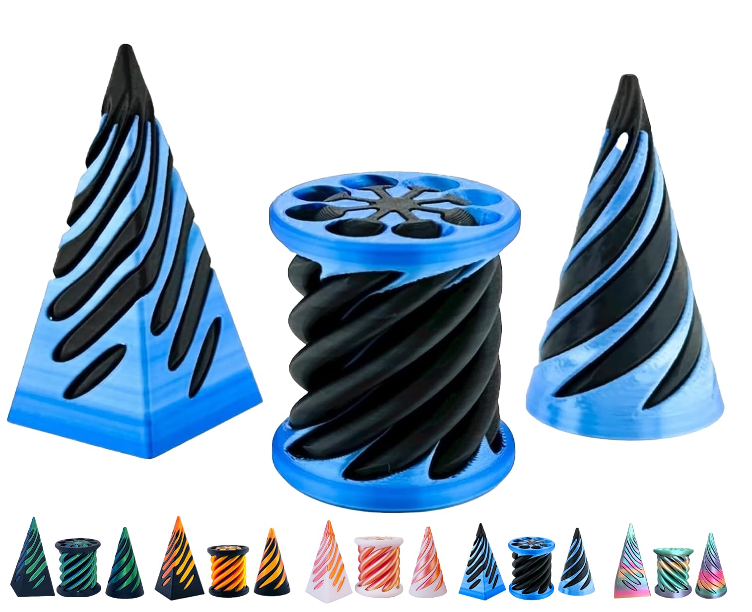 Mini Pyramid Tooth Schythely 3D Printed Spiral Fidget Toy - Mini Pyramid Sculpture, Small ...