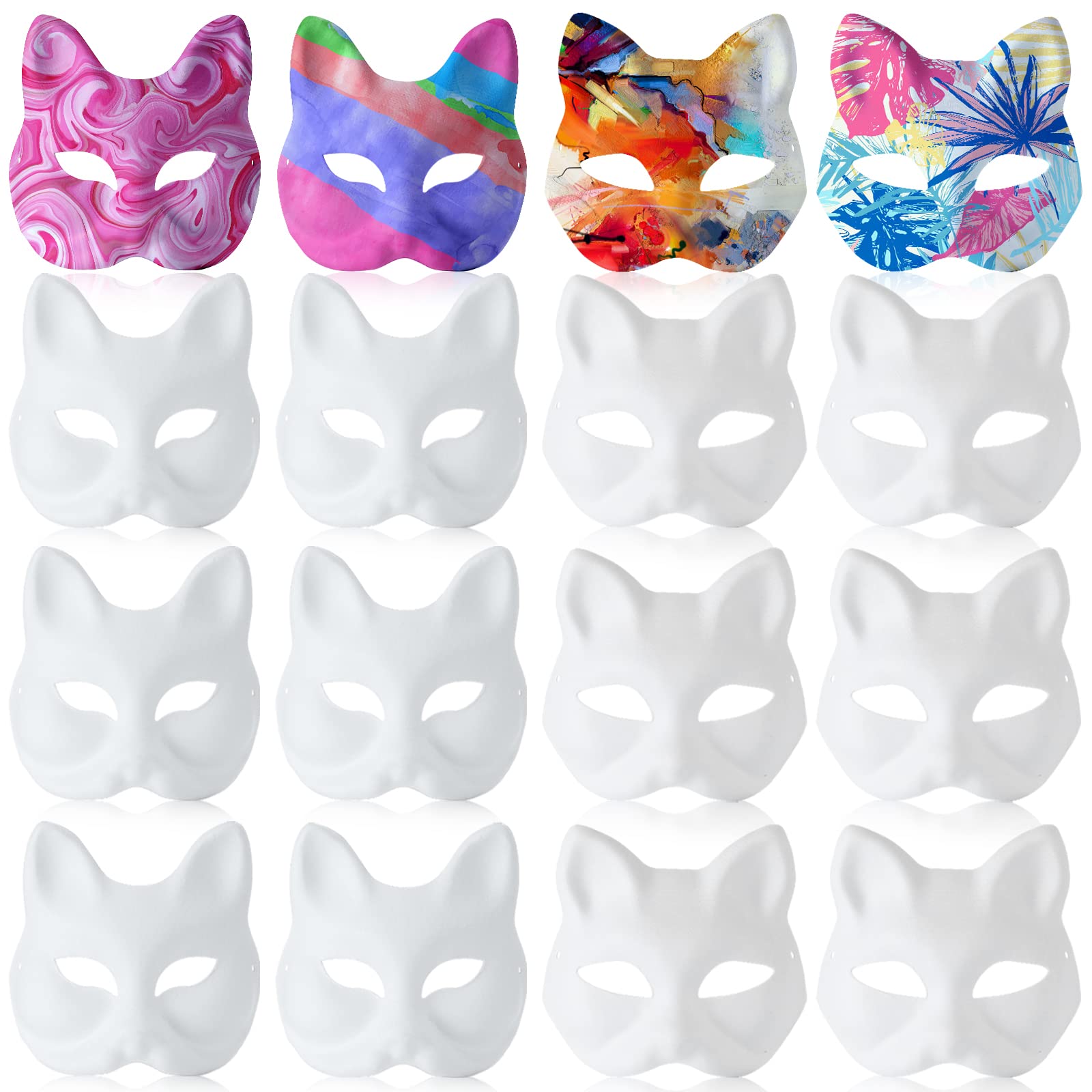 Leyndo 48 Pack Paper Mache Masks Craft Masks Blank DIY Halloween Mask Half Face Paintable Mask Mardi Gras Masquerade Cosplay (Ca