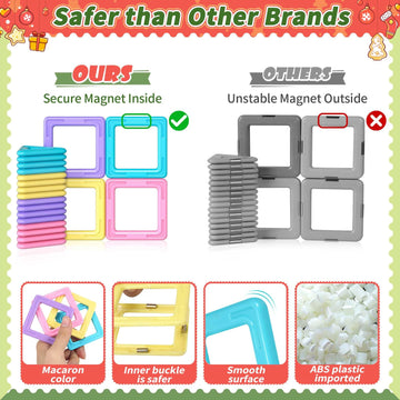 Toddler Girl Toys, Magnetic Tiles Basic Set, Birthday Gifts Ideas for Girls Age 3-5, Magnetic Building Blocks, Magnet STEM Monte