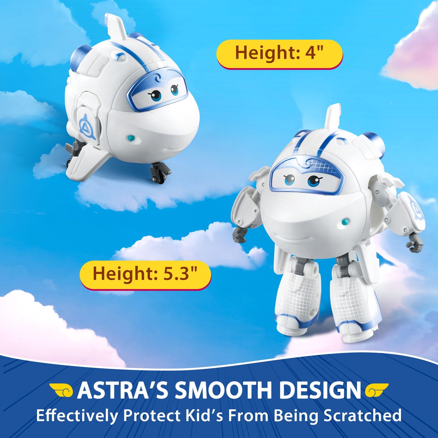 Super Wings Transforming Astra Toy Figure - 5" Scale Plastic Spaceship/Bot Model US720224