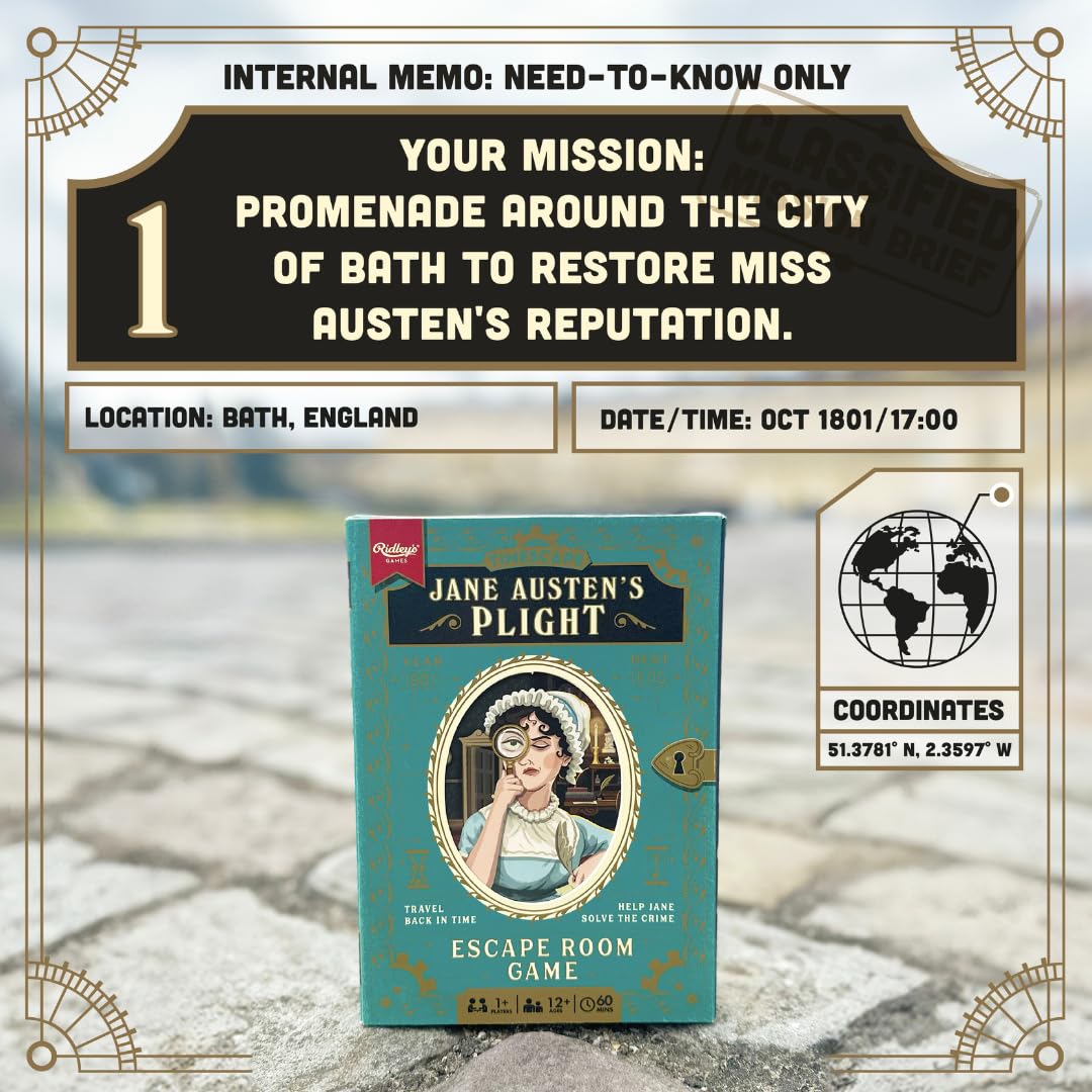Ridley's Escape Room Game: Timescape - Jane Austen Edition, 1+ Players, Ages 12+, 90 Min Playtime, Re-Playable & Giftable