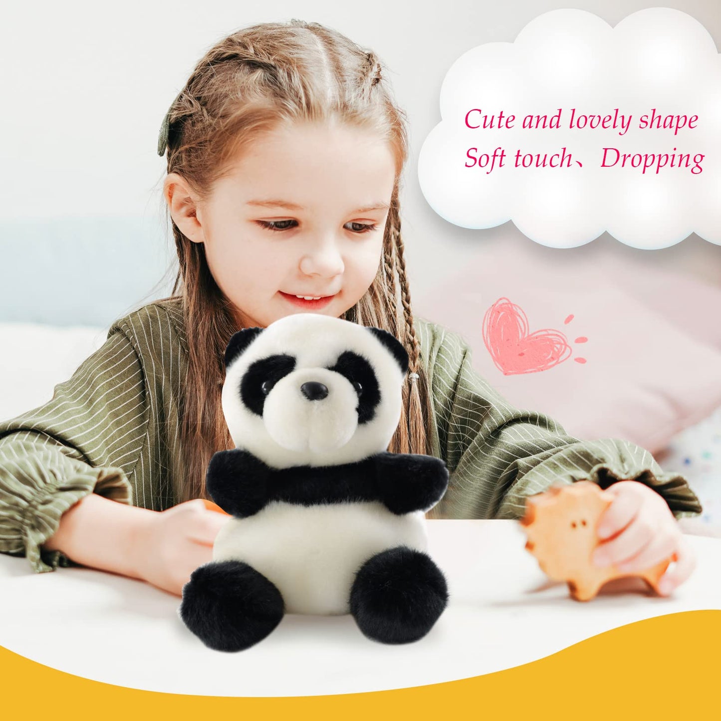 Sew Butiful 8.6' Panda Stuffed Animals Plush, Cute Plushies For Animal Themed Parties Teacher Student Award, Animal Toys For Baby, Boy, Girls, Great For Nursery, Room Decor, Bed (Panda)
