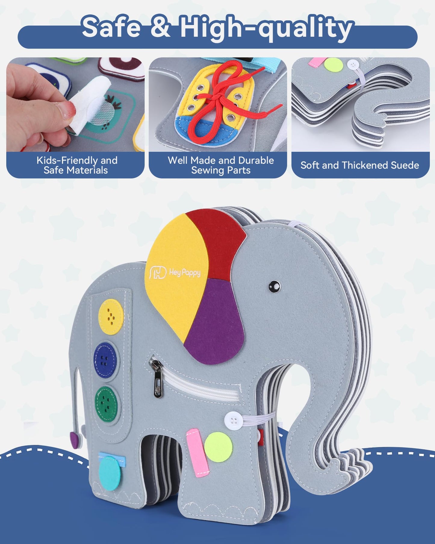 Heypappy Busy Board, 12 In 1 Educational Busy Book Learning Sensory Toys For Toddlers With Fine Motor Skills, Busy Book Toys Wit