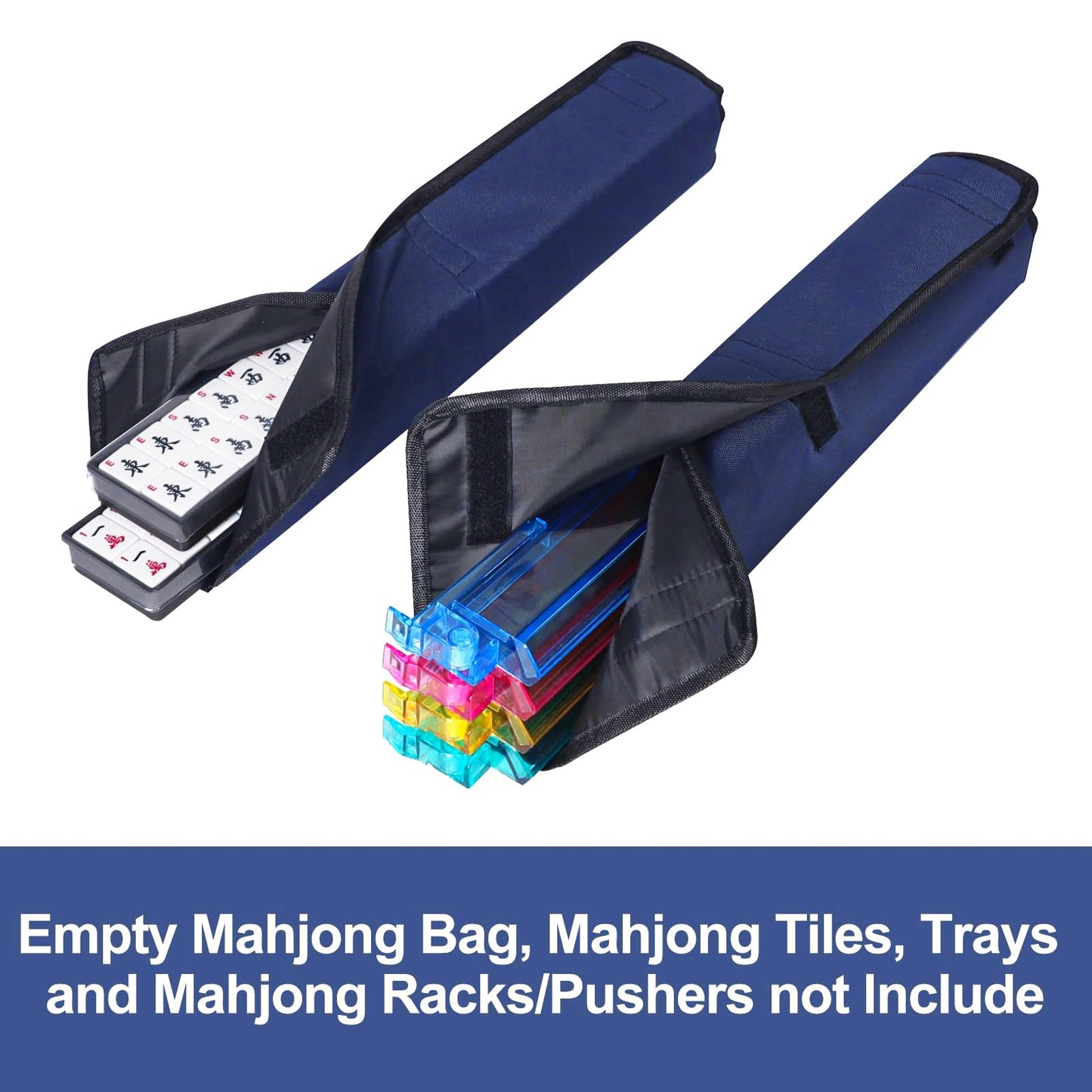 GUSTARIA Blue Soft Cloth Mahjong Bag with Two Wrappers, 20.5 x 9.8 x 3.1 inches, Case Only