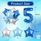 40 Inch Dark Blue Number Balloons 15, Large Royal Light Blue 15 Helium Foil Mylar Balloon, Globos Azules Self Inflating Silver S