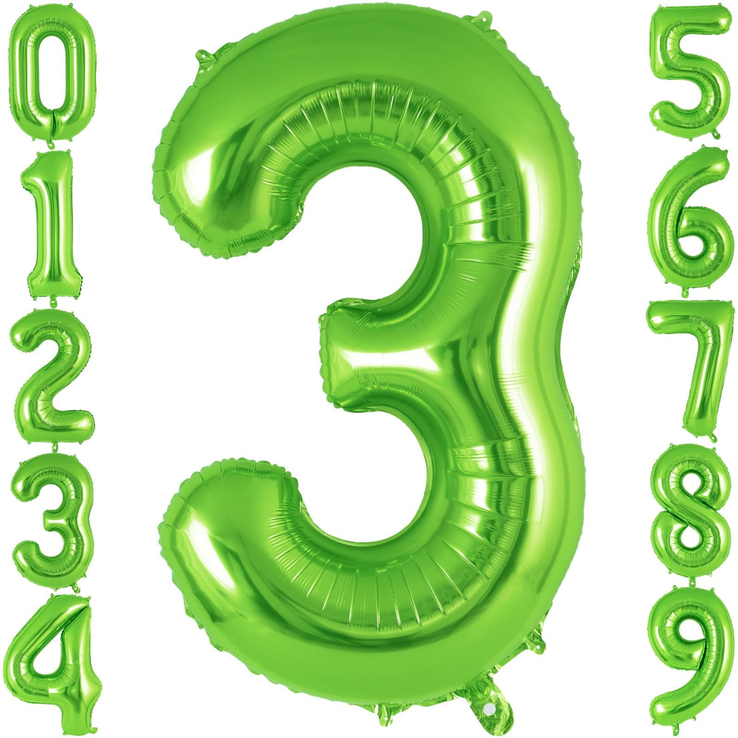 Green Number 3 Balloon 40 Inch, Big Large Foil Helium Number Balloons, Jumbo Giant Mylar Number 3 Balloons For 3 Third Birthday