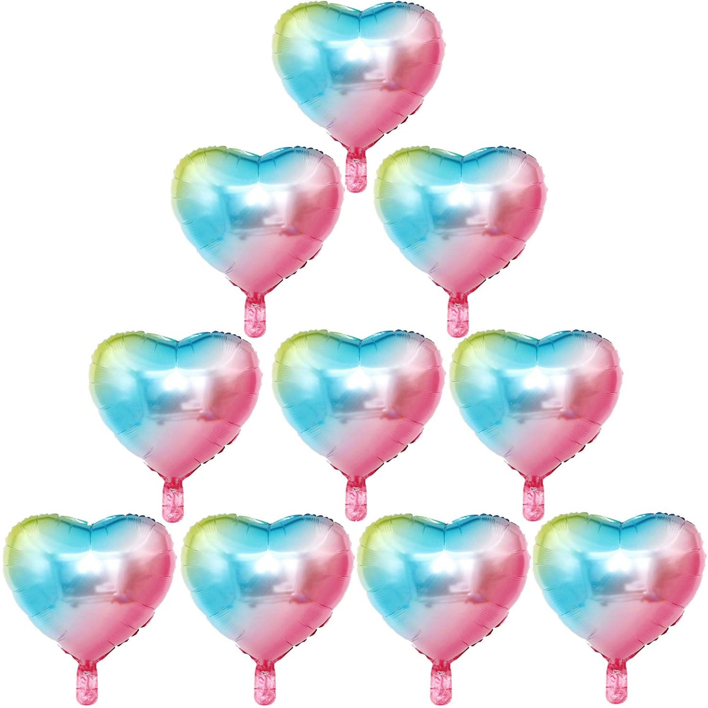 [10 Pack] Heart Shape Foil Balloons, 18'' Mylar Balloons Aluminum Foil Decorations For Birthday Party/Wedding/Engagement Party/C