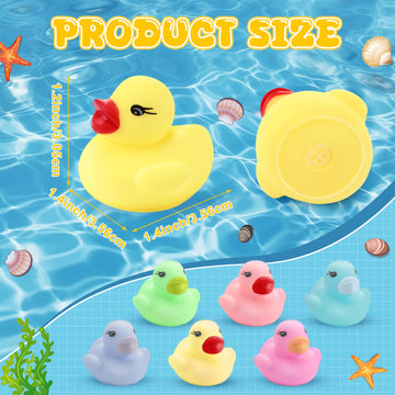 Teling 200 Pcs Mini Rubber Ducks in Bulk Yellow Tiny Baby Shower Ducks Float Squeak Bathtub Duckies Preschool Bath Toy for Birthday Party Gift(Macaron Color)
