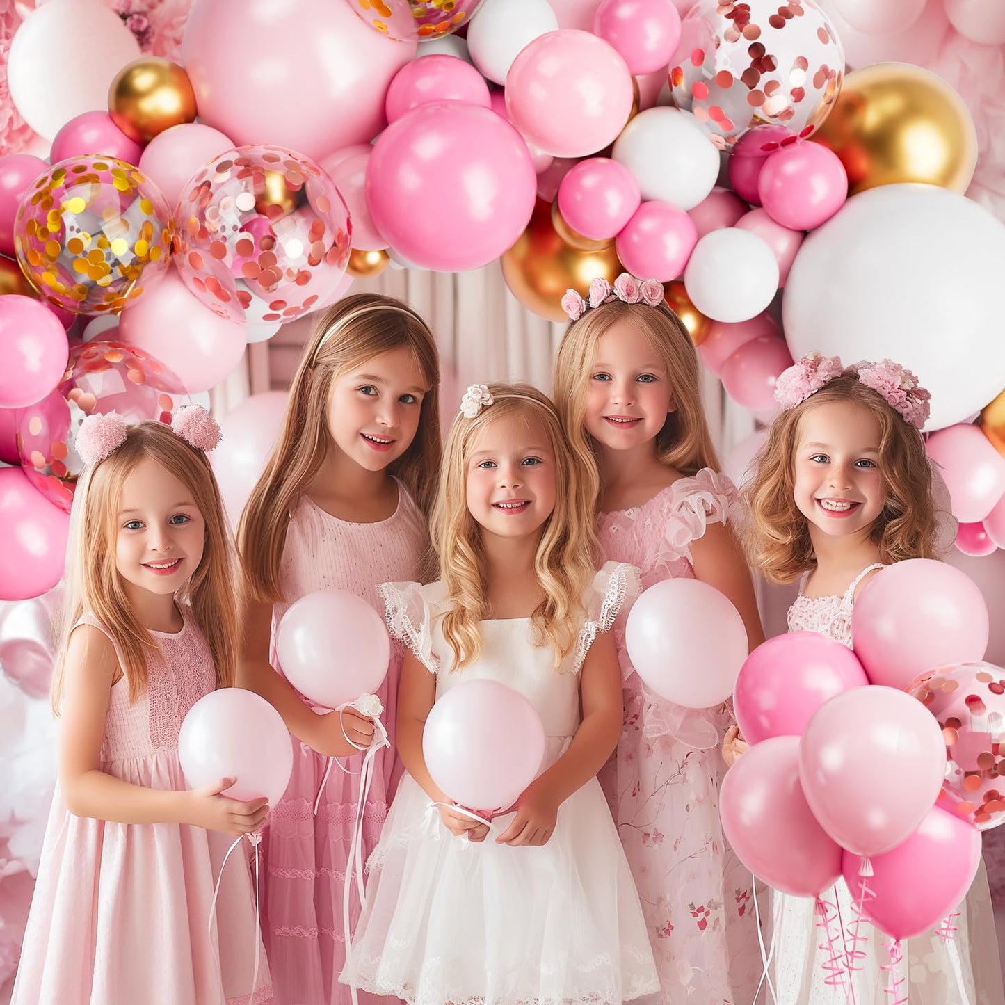 Labeol 149Pcs Pink And Gold Balloons Garland Arch Kit 18/12/10/5 Inch Balloons Different Sizes For Birthday Party Baby Shower Wedding Decoration