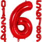 Red Number 6 Balloon 40 Inch, Big Large Foil Helium Number Balloons, Jumbo Giant Mylar Number 6 Balloons For 6 Year Old Birthday