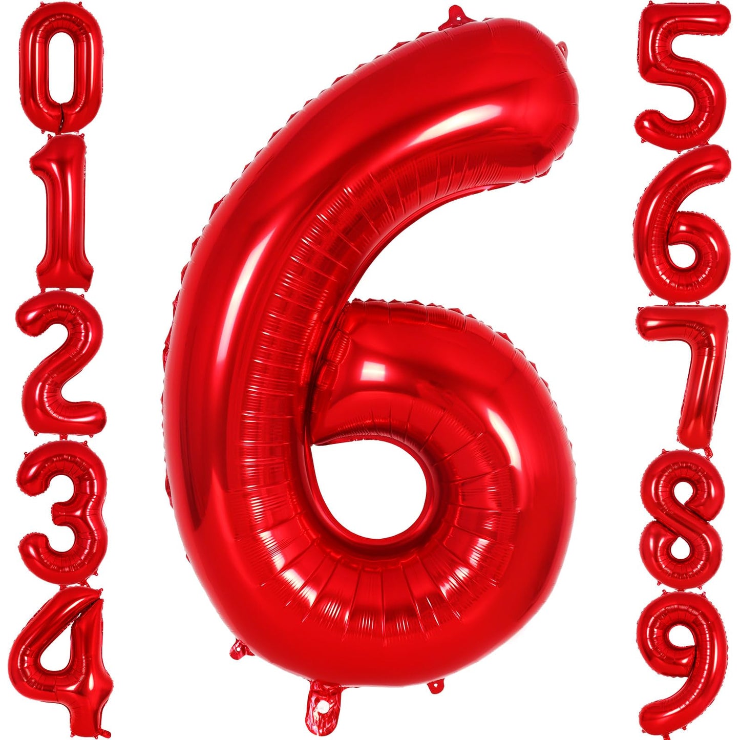 Red Number 6 Balloon 40 Inch, Big Large Foil Helium Number Balloons, Jumbo Giant Mylar Number 6 Balloons For 6 Year Old Birthday