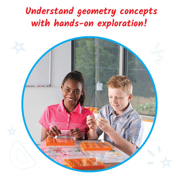 Hand2Mind Double-Sided Geoboards, Geoboards With Rubber Bands, Geometry Board, Kindergarten Math Manipulatives, Rubber Band Peg Board, Hands On Math Kit, Geometric Shapes For Classroom (Set Of 10)