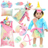 Xfeyue American 18 Inch Doll Clothes And Doll Sleeping Bag Set - Rainbow Unicorn Doll Costume With Unicorn Style Sleeping Bag, Pillow, Eye Mask Slumber Party Accessories Fits 18 Inch Doll (No Doll)