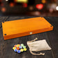 GSE Games 4-Player Mancala Board Game, Folding Wooden Set with Multi-Color Glass Stones, 16 x 16.5 x 0.75 inches, Oak