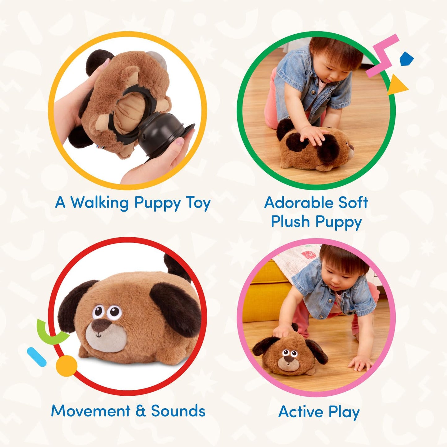 Battat – Plush Crawling Toy Dog – Interactive Stuffed Animal – Toy Puppy With Movement & Sounds – Tummy Time Toys For Toddlers – 12 Months + – Wag N' Waddle Pup