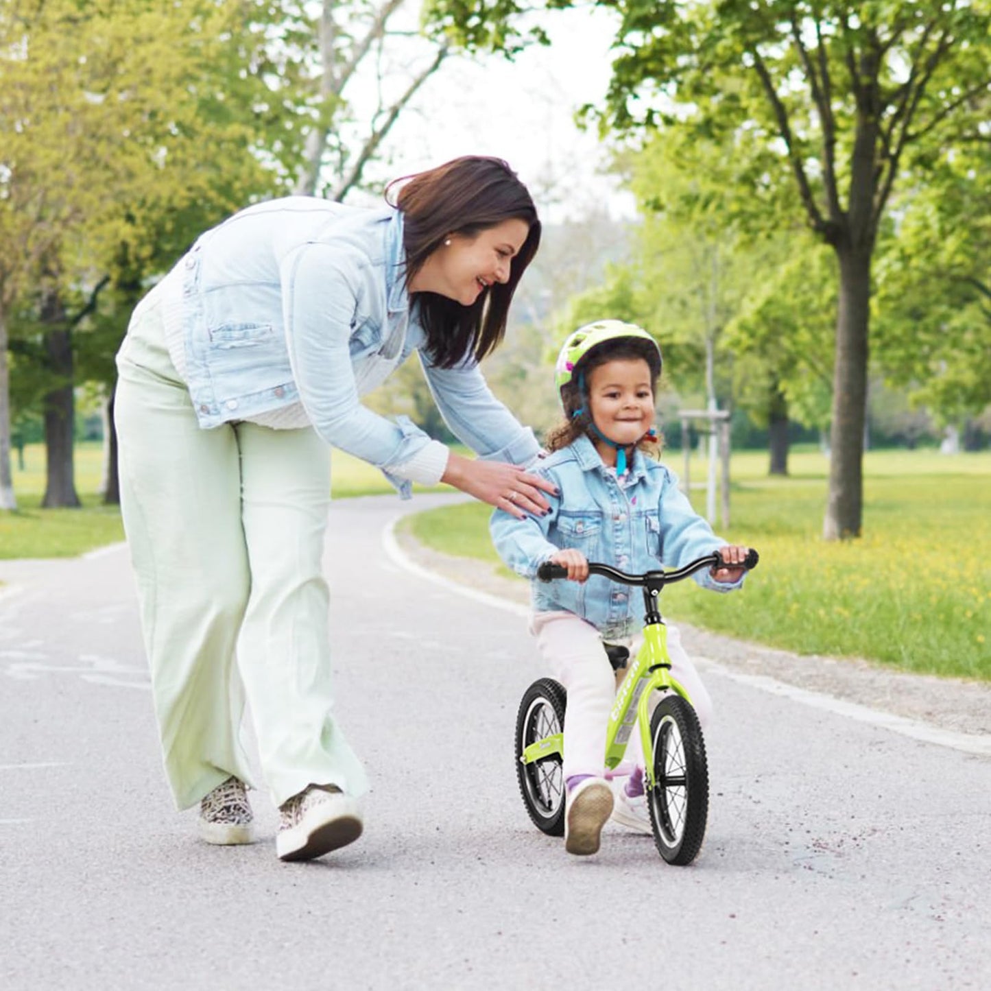14' Kids Balance Bike For 3,4,5,6 Year Old Boys And Girls, Air Tires With Magnesium Alloy Frame, Lightweight No Pedal Toddler Training Bicycle (Green)